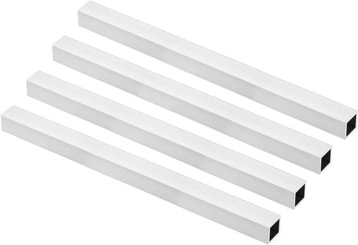 4Pcs 6063 Aluminium Vierkante Buis 20mmx20mm, 1.5mm Wanddikte, 300mm Lengte voor Machineframe en Doe-Het-Zelf Projecten, Duurzaam en Lichtgewicht Aluminium Tubing