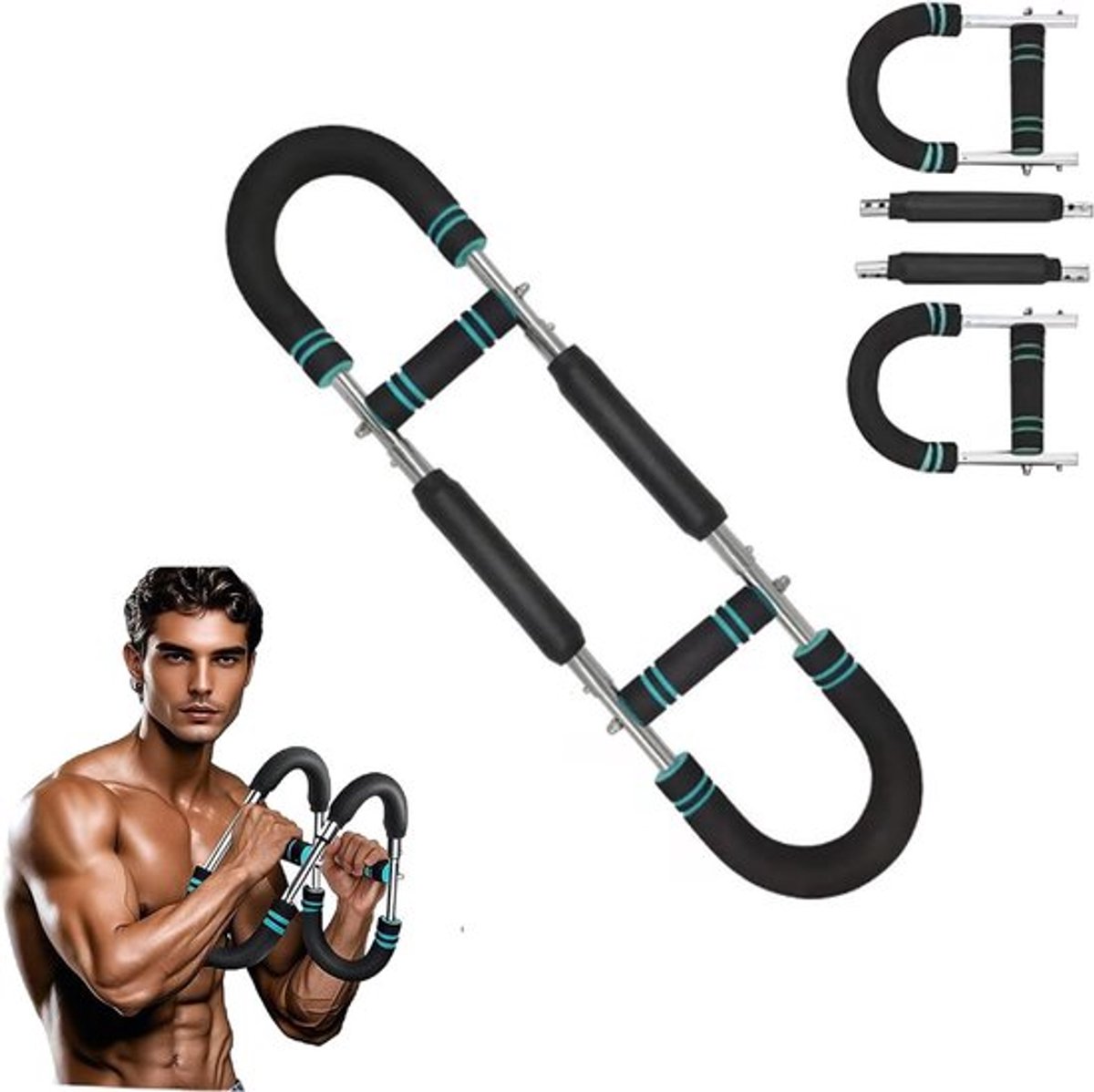 Verstelbare Arm Trainer voor Krachttraining, U-vormig Oefenapparaat voor Bovenarmen, Ideaal voor Spieropbouw en Fitness
