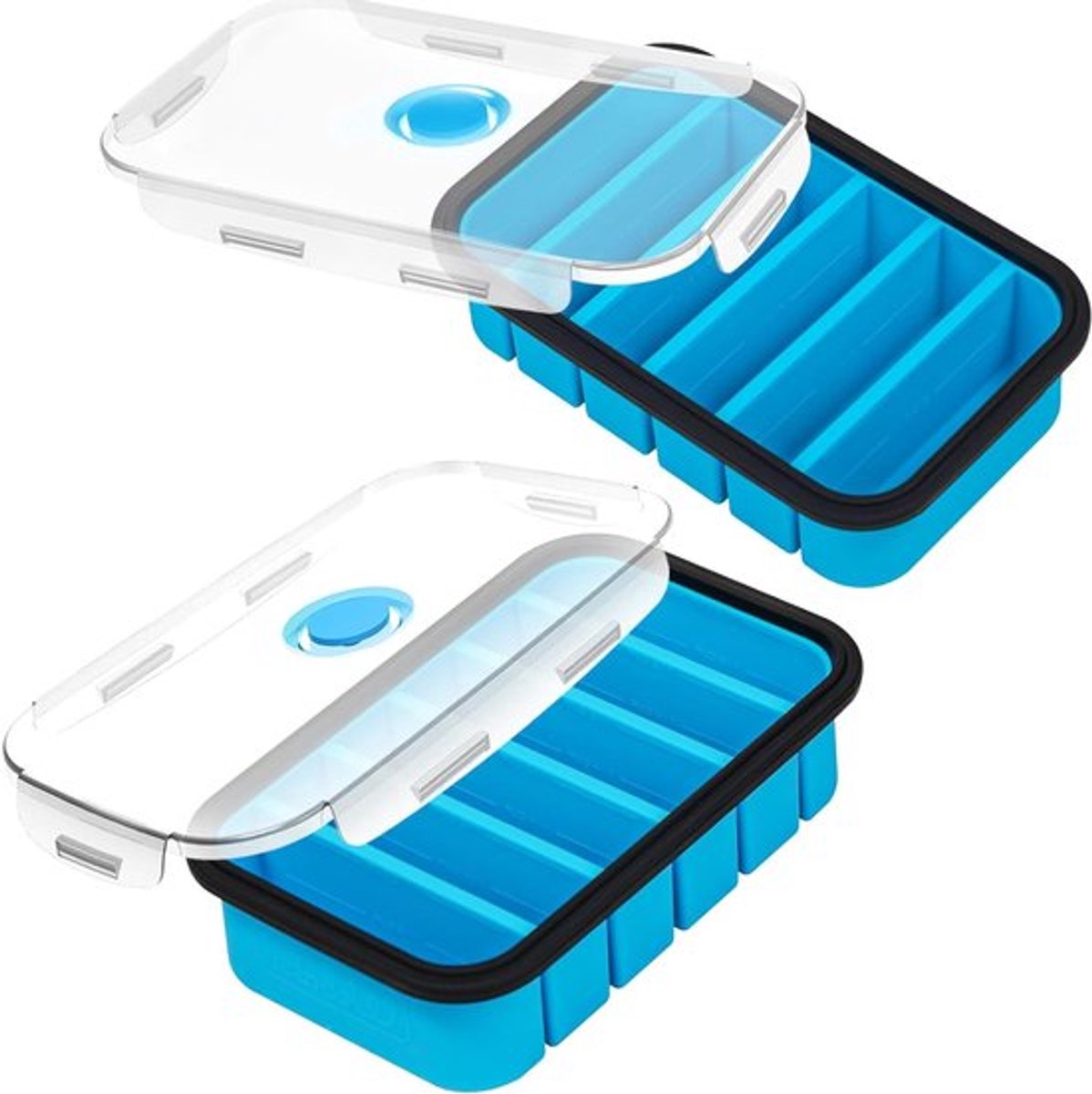 Soep invriezen met siliconen containers, 2 stuks, 6 gaten, ideaal voor bouillon, saus en ijsblokjes