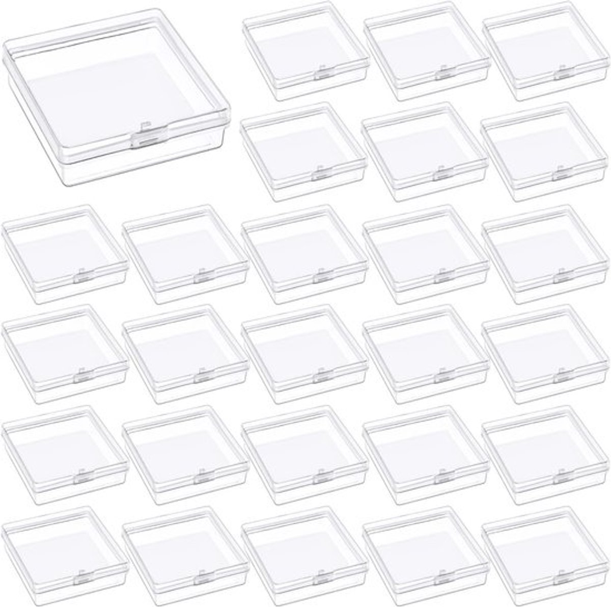 30 Stuks Opbergdozen met Deksel, Klein en Transparant, Perfect voor Kralen en Knutselaccessoires, 5.5 x 5.5 x 1.8 cm, Rectangulaire Mini Opbergboxen
