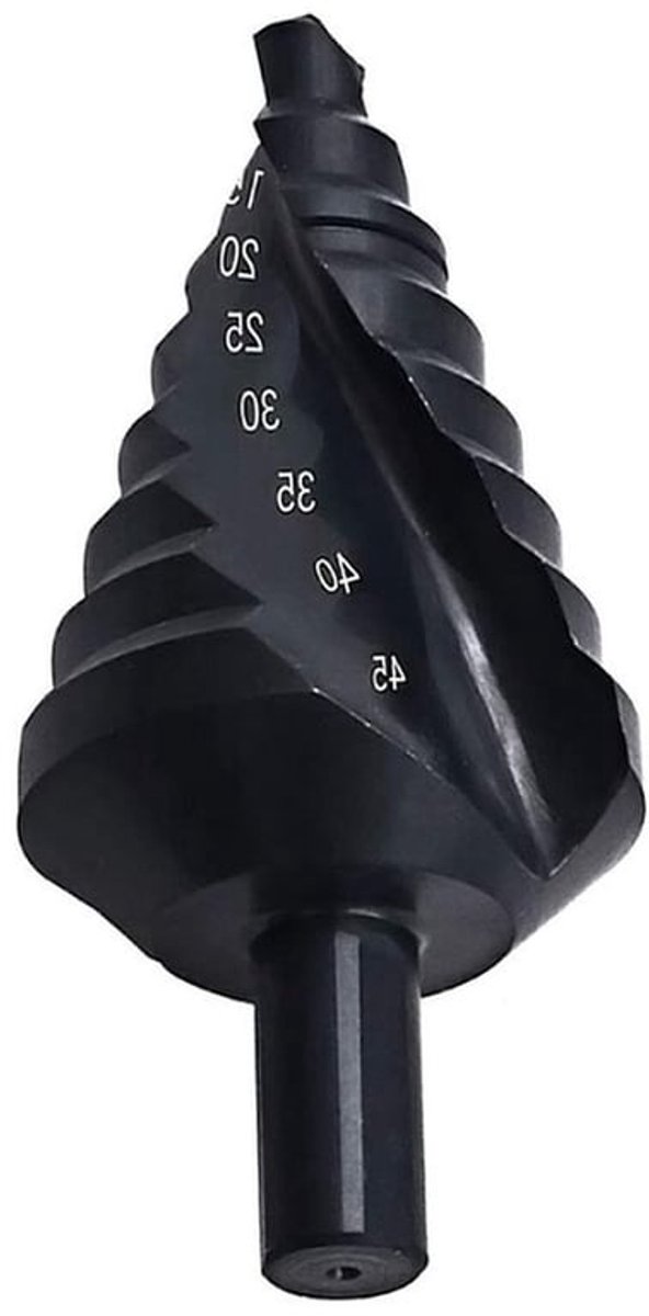 Set van 10-45 mm HSS Trapboor Bits met Spiraalvormige Sleuven en Driehoekige Schacht voor Staal, PVC en Isolatiepanelen