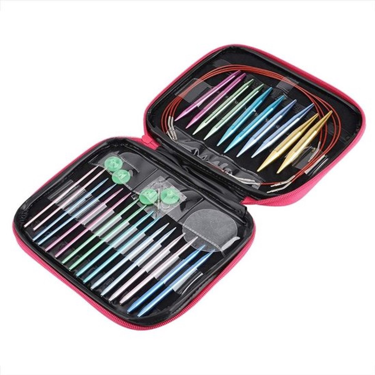 Complete Set van 36 Stuks Breinaalden - Ronde Verwisselbare Aluminium Naalden voor Handwerken met Opbergtas - Maten 2.75mm tot 10mm