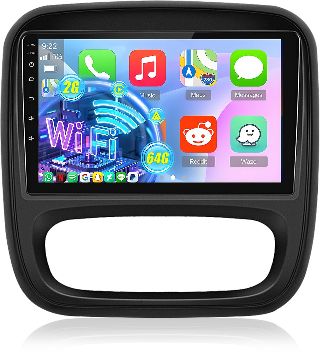 Cestovet Autoradio - Geschikt voor Renault Traffic 2015-2021 - 9" Android 15.0 Autoradio - Apple CarPlay & Android Auto - 2GB RAM & 64GB opslag - FM Radio - Bluetooth