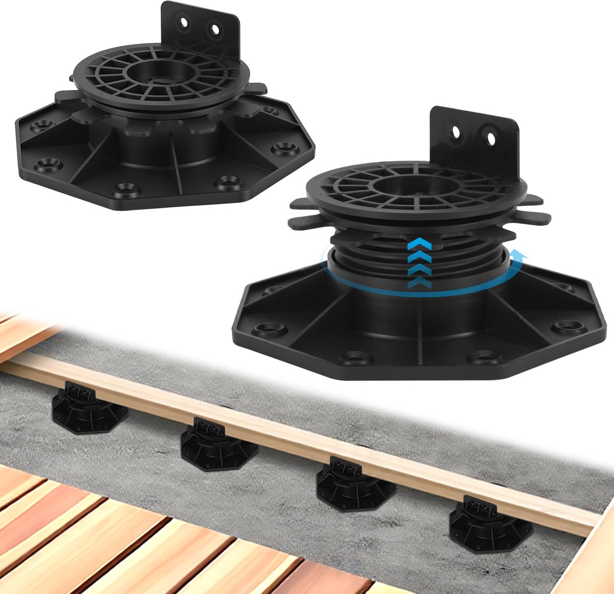 Verstelbare Terrasonderlegger 40-70mm Matte Afwerking Hellingsverstelling 0-5% Composiet Voor Houten Vloeren 100 stuks