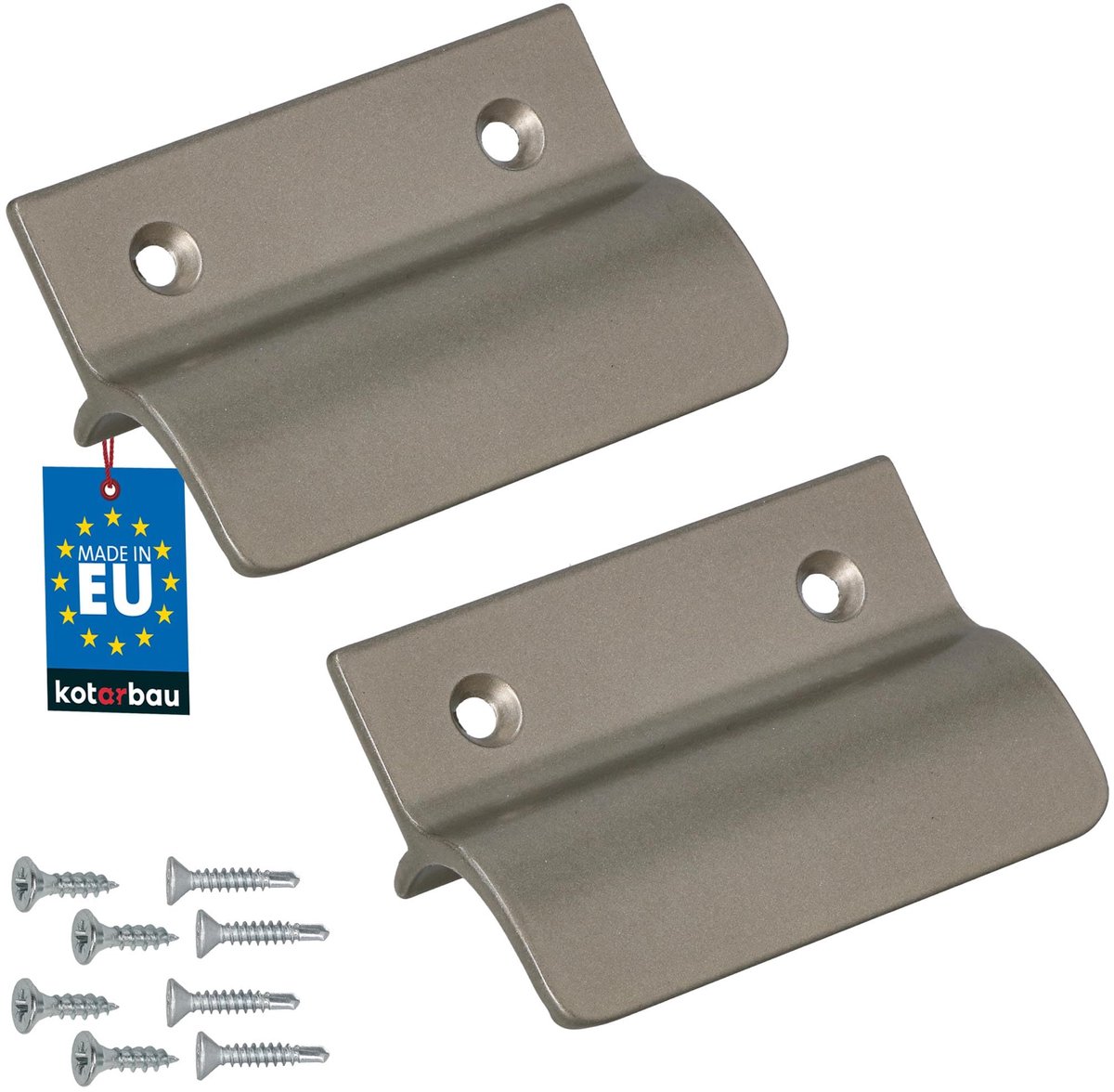 KOTARBAU® 2 Stuks - Balkondeurgreep - Terrasdeurgreep 65 x 45 mm - Aluminium - Deurgreep Balkon - Terrasdeurgreep met Brug - Zilver