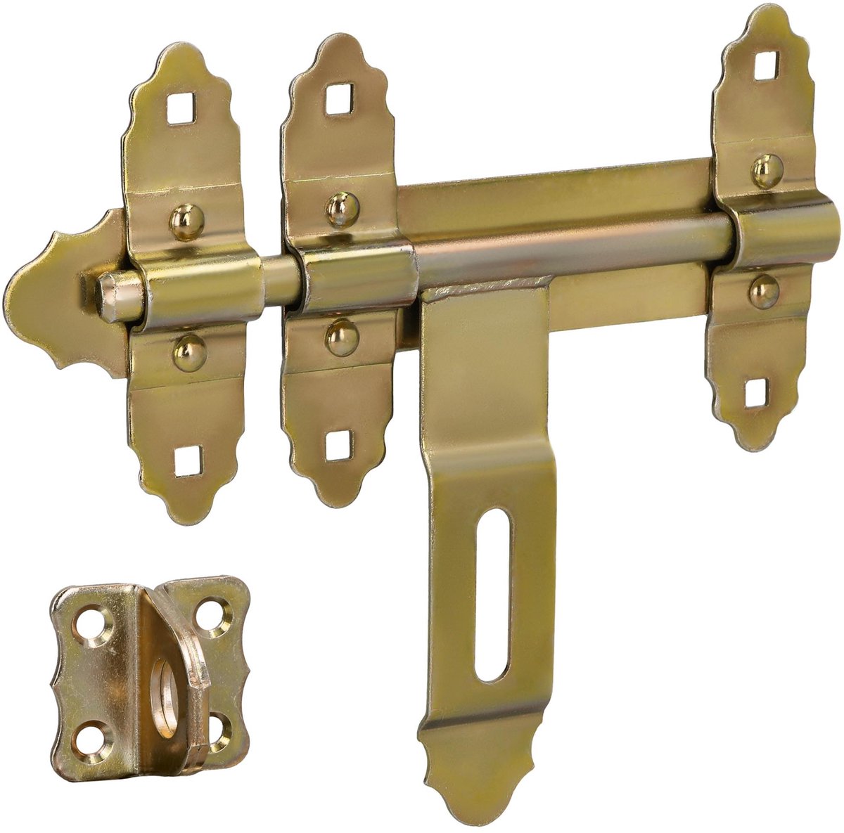 KOTARBAU® Poortgrendel - Deurgrendel - Schuifpoort Grendel 200 mm - Deurslot met Hangslot Gat - Slotgrendel - zonder Hangslot - Verzinkt Staal - Goud
