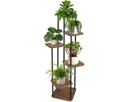 PIPIPOXER Plantenrek - Plantenstandaard - Plantenrekken - Plantentafeltje voor binnen - Plantentafel - Planten rek -Met 5 lagen - Plantentrap / Bloemenrek – Hoogte 132 cm- Zwart