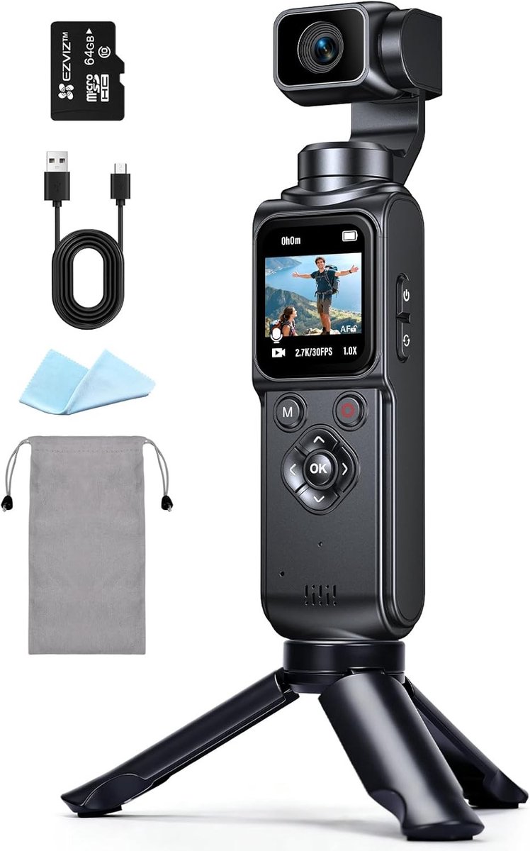 Vlogcamera - Zwart - Compacte Digitale Camera met 1,72-inch Sensor en 2-assige Stabilisatie - Voor Reizen en Vloggen
