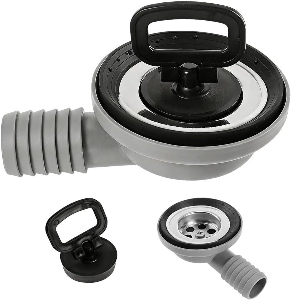 Spoelbak Afvoer - Afvoerset Keuken - Camper Keuken - Geïntegreerde Zeefmand - 50 mm - Zilver