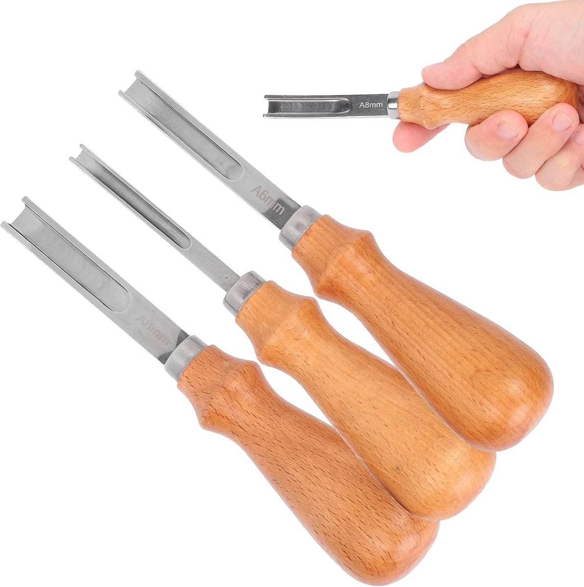 SnelShoppen - Leerafwerker Bevel Trimmer Schuiner Snijder Gereedschapset 3 Stuks Houtbewerking Leerbewerking Accessoires Handgereedschap