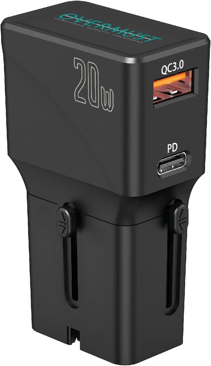Reisadapter - Wit - Compacte Universele Oplader met USB-C en USB-A - Voor Wereldwijd Gebruik