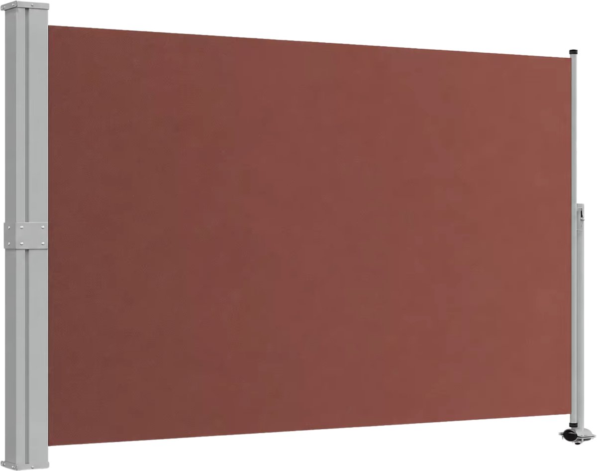 Zijluifel Uittrekbaar 160x300 cm Bruin – Polyester met Handmatig Rolmechanisme - Zonwerend, Privacy & Weerbestendig