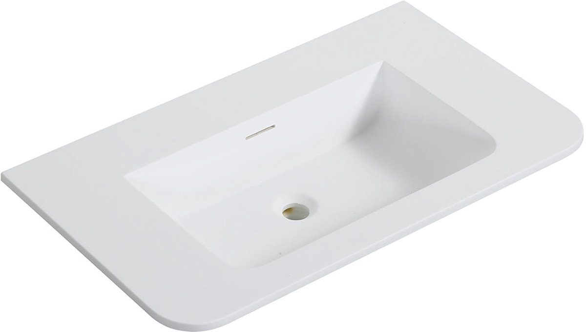 Wiesbaden Laro Wastafel zonder Kraangat 80 x 48 cm Solid Surface - Mat Wit