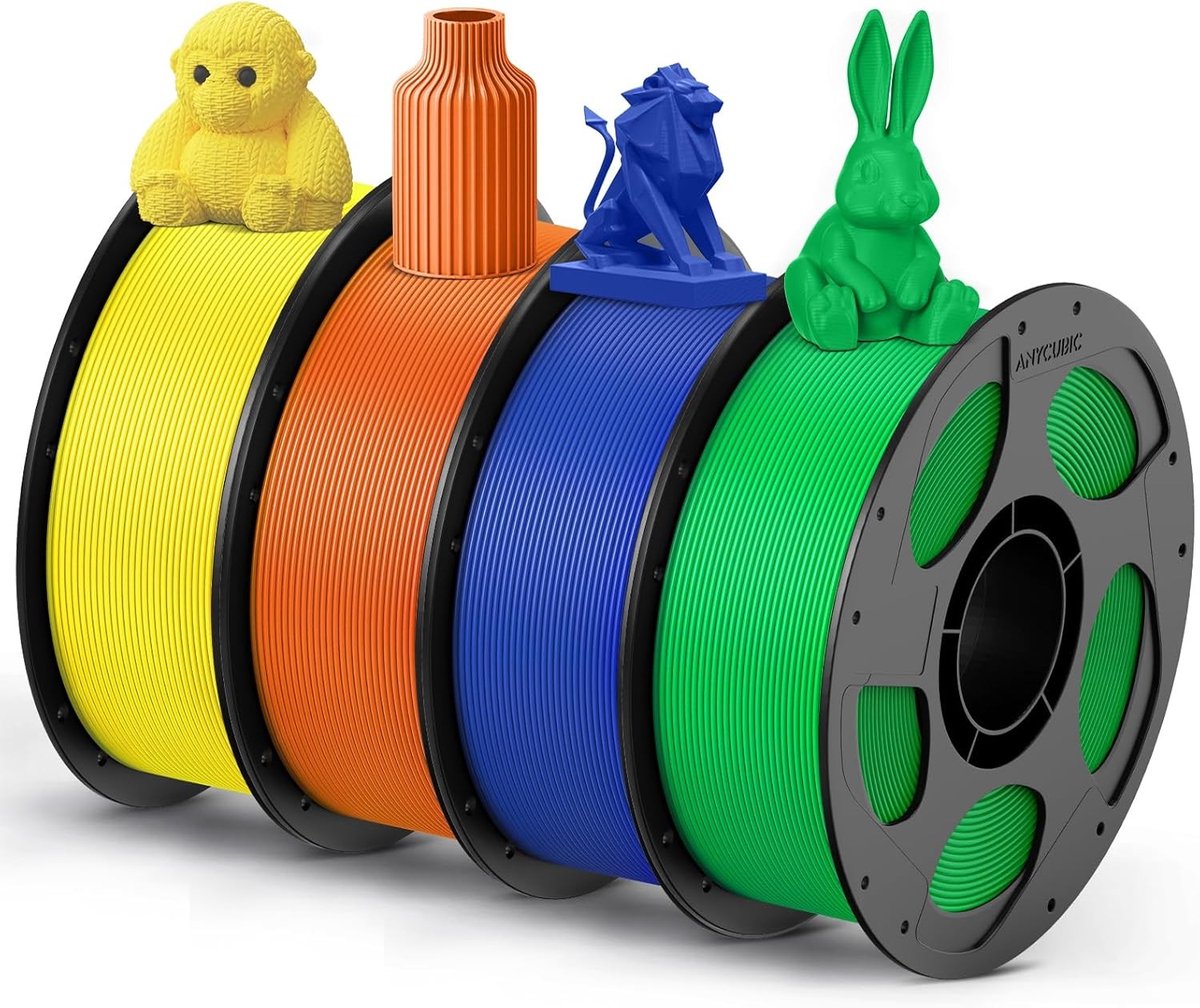 3D Printer Filament - PETG Materiaal - Modelbouw Printen - Vier Kleuren Set - 4 kg - Blauw Groen Oranje Geel