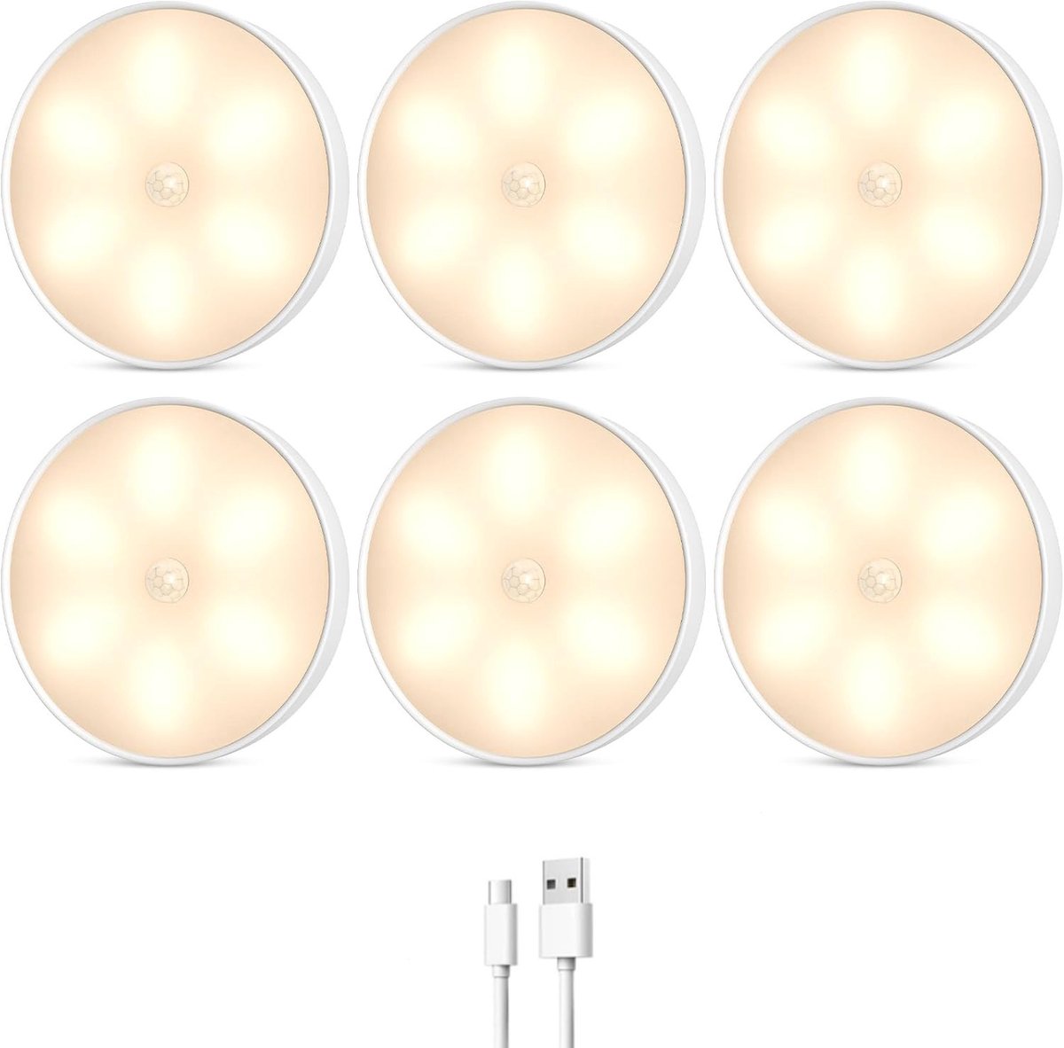 KZQ Bewegingssensor Kastlampje USB-C Oplaadbaar Onderkeuken Verlichting Dimbaar Batterij Led Stapverlichting Voor Trap, Kledingkast, Nachtlampje Automatisch Aan-Uit