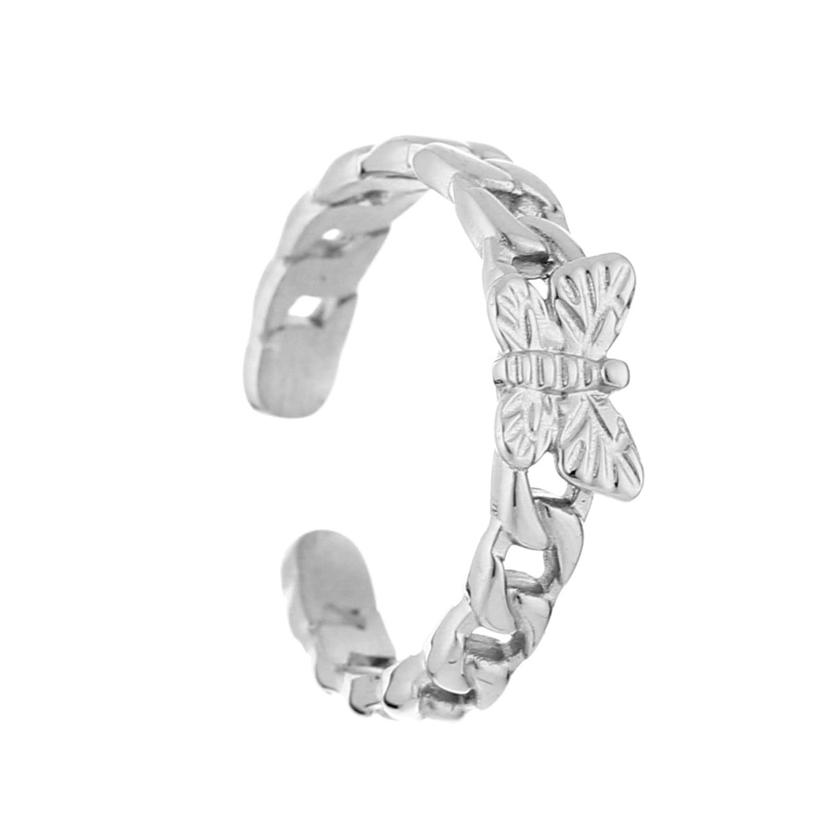 Michelle Bijou Ring Schakel Vlinder zilver one-size