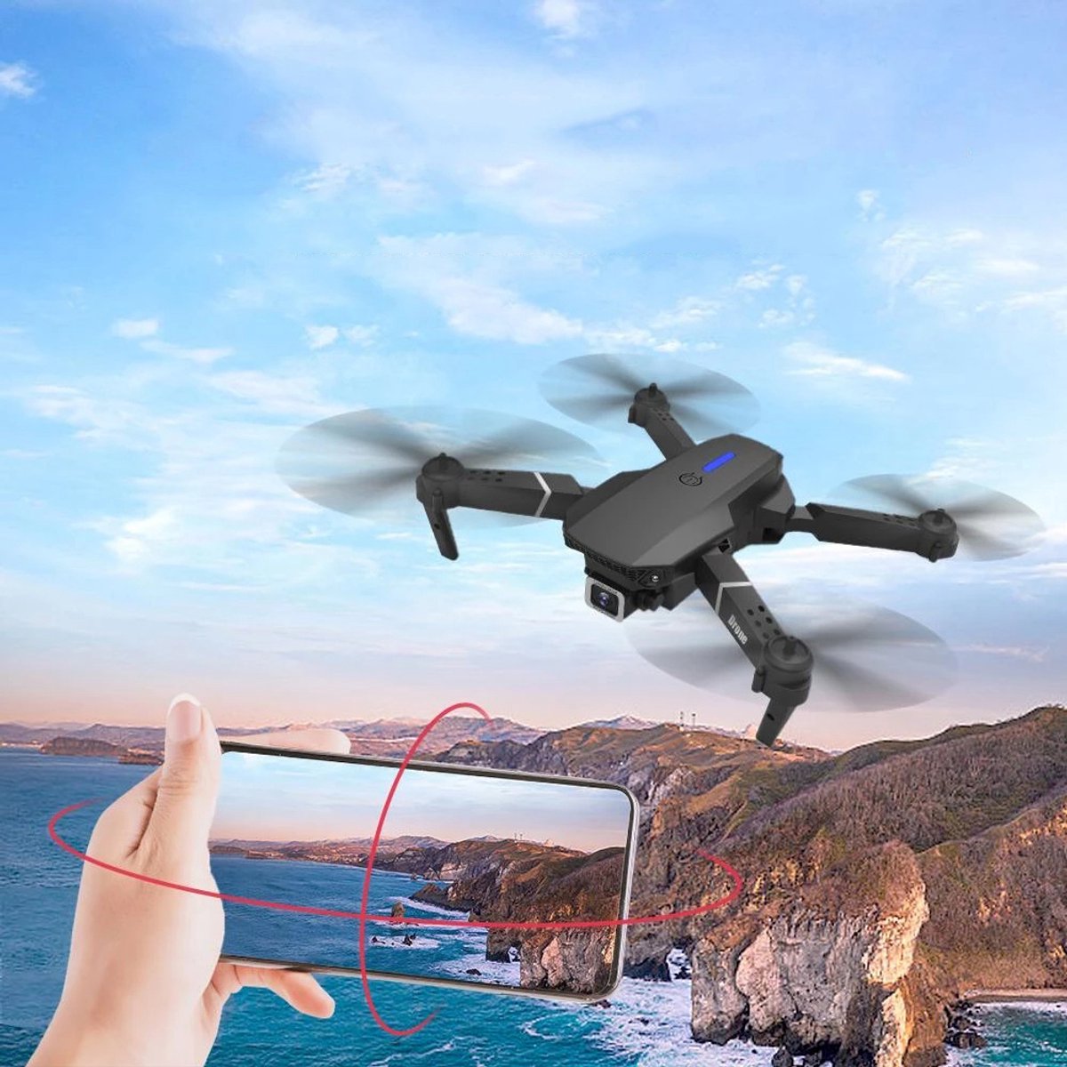Opvouwbare 4K-Drone Met Dubbele Camera WiFi En Traject Vlucht - Hoogte Behoud Foto/Video via Gebaren 90° Verstelbare Lens Draagbare RC-Helikopter — cadeau in Gadgets - foto 7