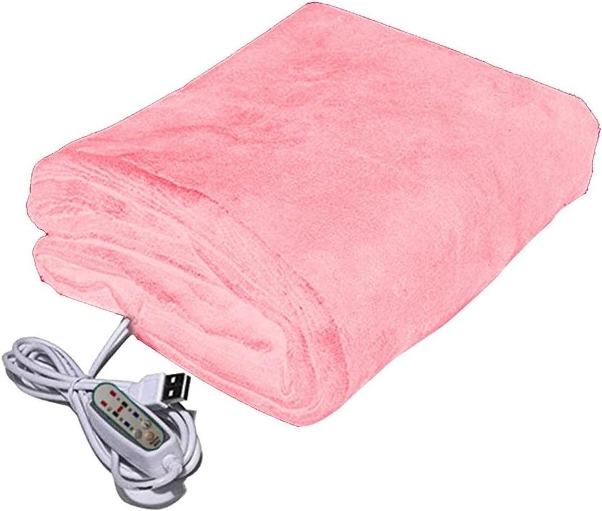 Elektrische Plaid - Verwarmde Deken - Comfort Verwarmen - 3 Temperatuurstanden - 100 x 65 cm - Roze