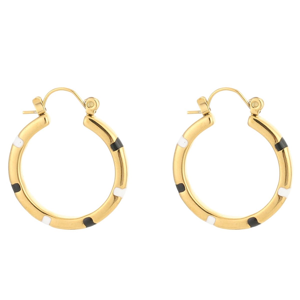 Michelle Bijou Oorbellen Colourfull Hoops goud zwart wit
