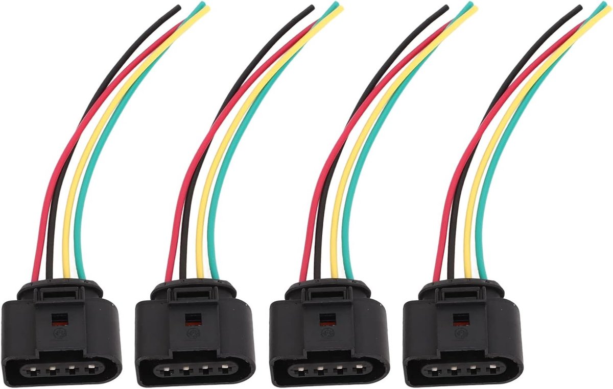 Ignition Coil Connector Plug Set - 4 Stuks Reparatieset voor 1J0973724, Geschikt voor Audi A3 A4 A5 A6 A8 Q5 Q7 R8 RS4 RS6 S5 S6 S8 TT L4 L5, Hoogwaardige Bedrading en Verbindingen