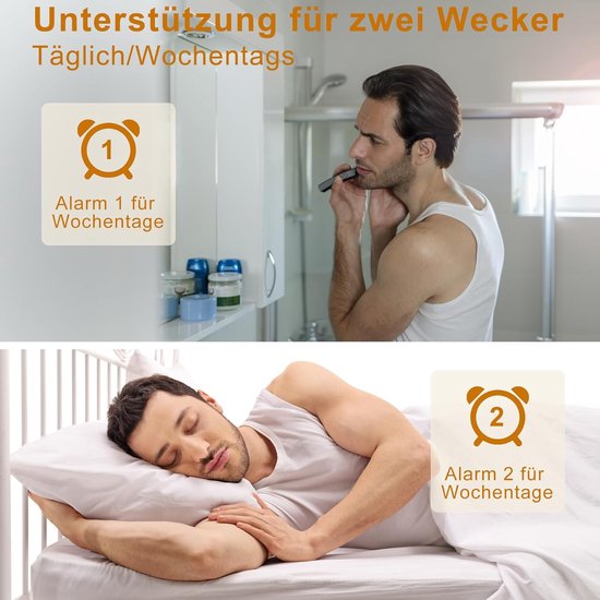 Wake Up Light - Wekker Lamp - Zonsopgang Simulatie - 8 Natuurgeluiden - 2 Alarmen - Geel van Wake-up Light — afbeelding 3