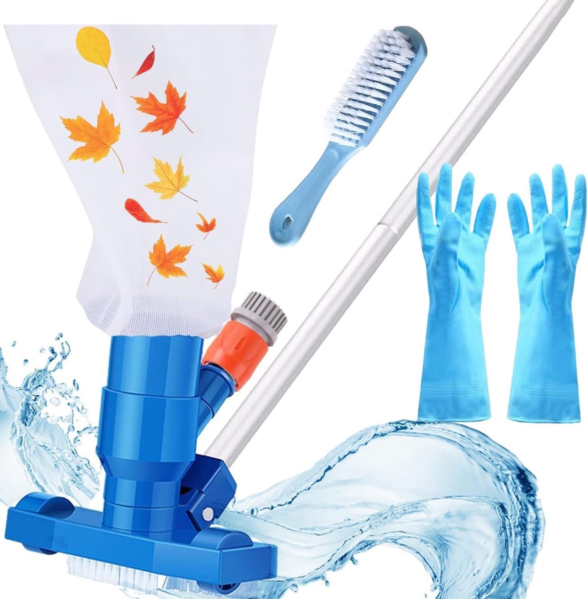 Poolstofzuiger Mini - Draagbaar met 5 Polen - Inclusief Netzakken - Eenvoudig zwembad reinigen - ShopVlot