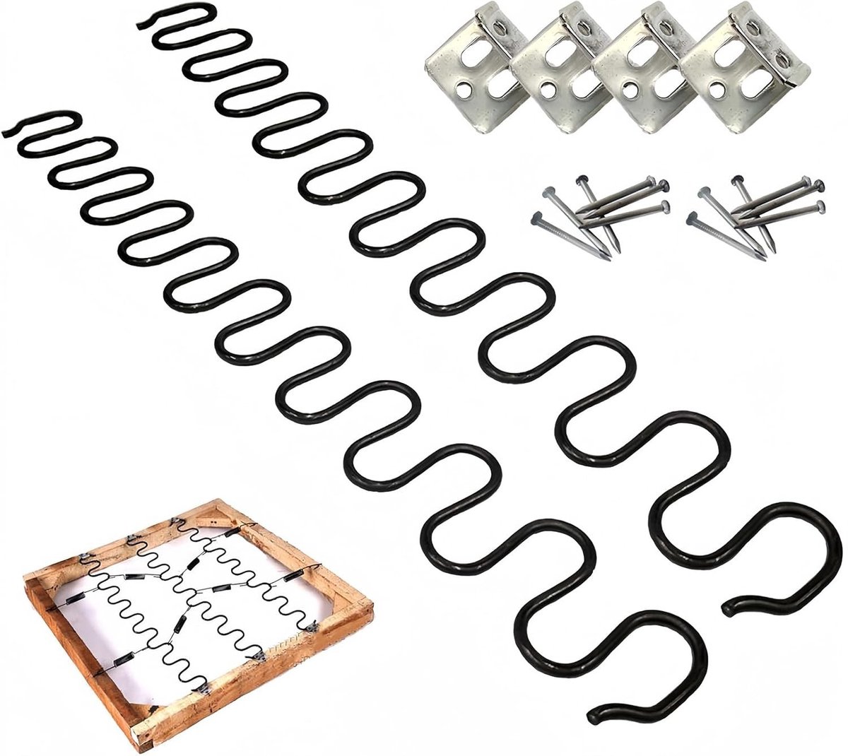 Sofa Veer Vervangingsplaten Set - Reparatieset voor Meubels, Inclusief Bevestigingsclips en Schroeven, Draaddiameter 4.0 mm, Lengte 40 cm, Ideaal voor Bankstellen en Stoelen