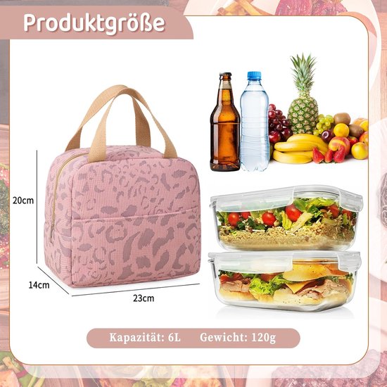 Mini-koeltas, klein, 6 liter, lunchtas voor dames en heren, geïsoleerde tas, lunchtas, warm en koud houden, draagbare lunchtas voor werk, lunch, school, kantoor, camping of reizen (roze) — afbeelding 4