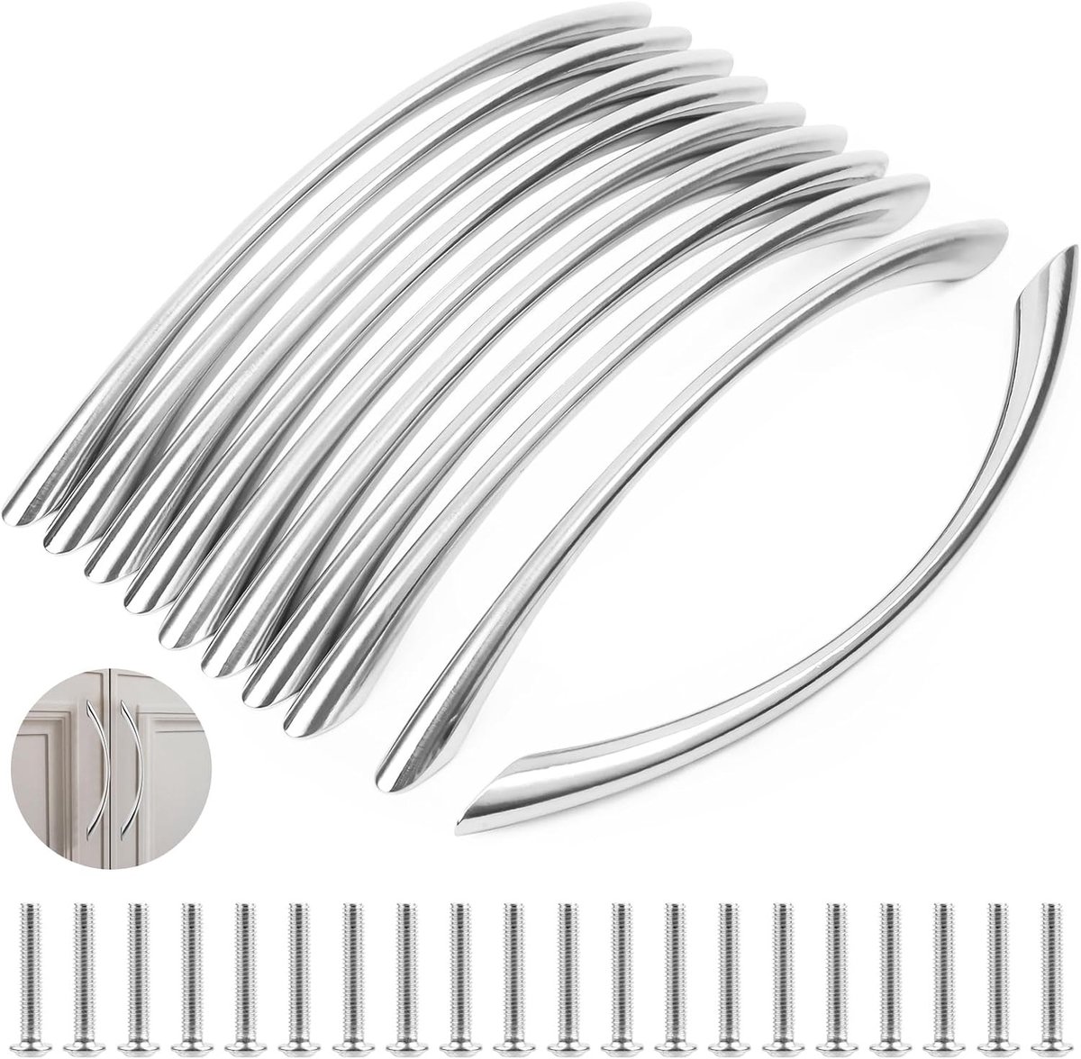 10 Stuks RVS Ladehandgrepen met 128 mm Boorgatafstand voor Keuken, Badkamer en Meubels met Schroeven