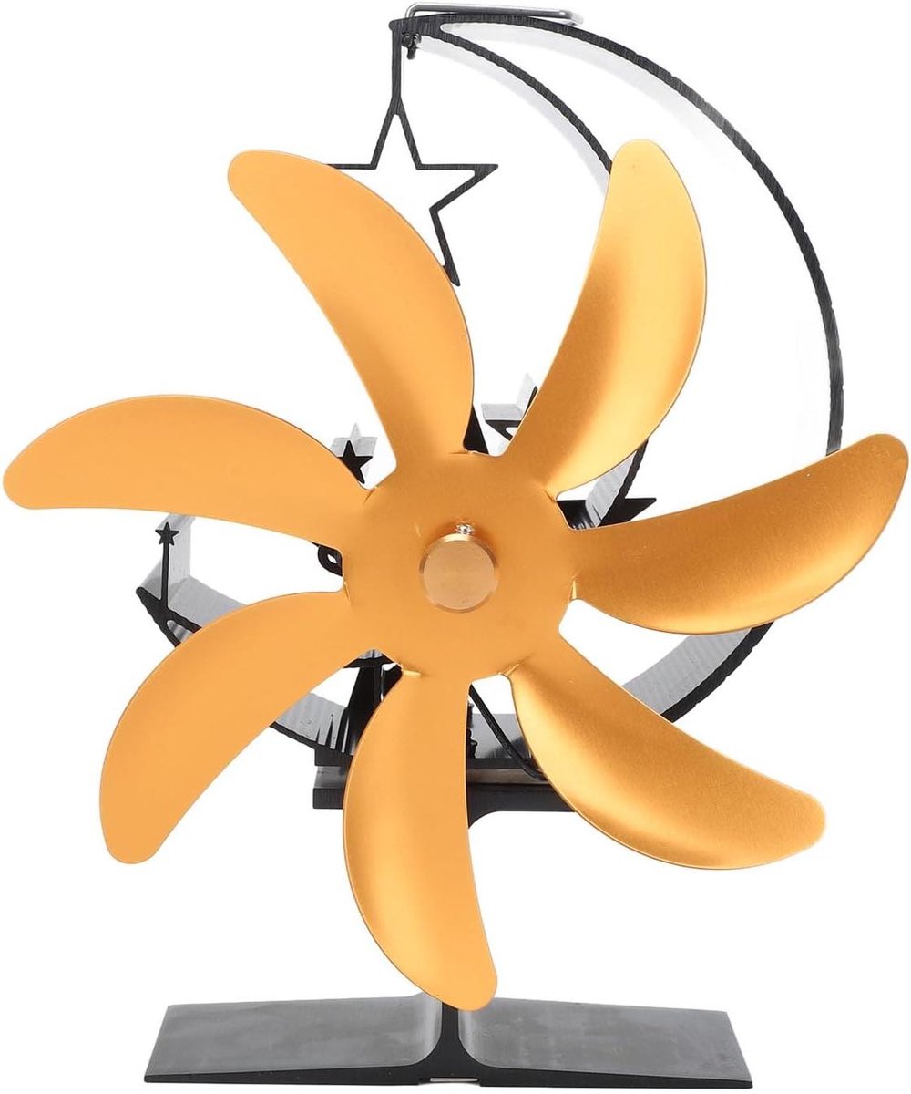 Kachelventilator - Houtkachel Ventilator - Efficiënte Verwarming - Zelfaangedreven Warmte - 25D x 22B x 12H cm - Goud