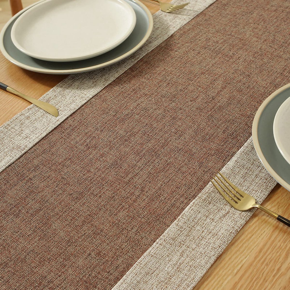 SnelShoppen - Katoenen Linnen Tassels Tafelloper 38 x 240 Cm voor Dineren, Dressoir Tafel, Feest, Keuken, Bruiloft, Tuin, Modern, Elegant, Beige