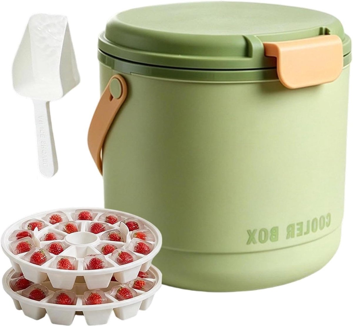 IJsemmer met Deksel - Ijsbak Koeler - Dranken Koelen - 2-in-1 Ijsmaker - 21 cm - Wit