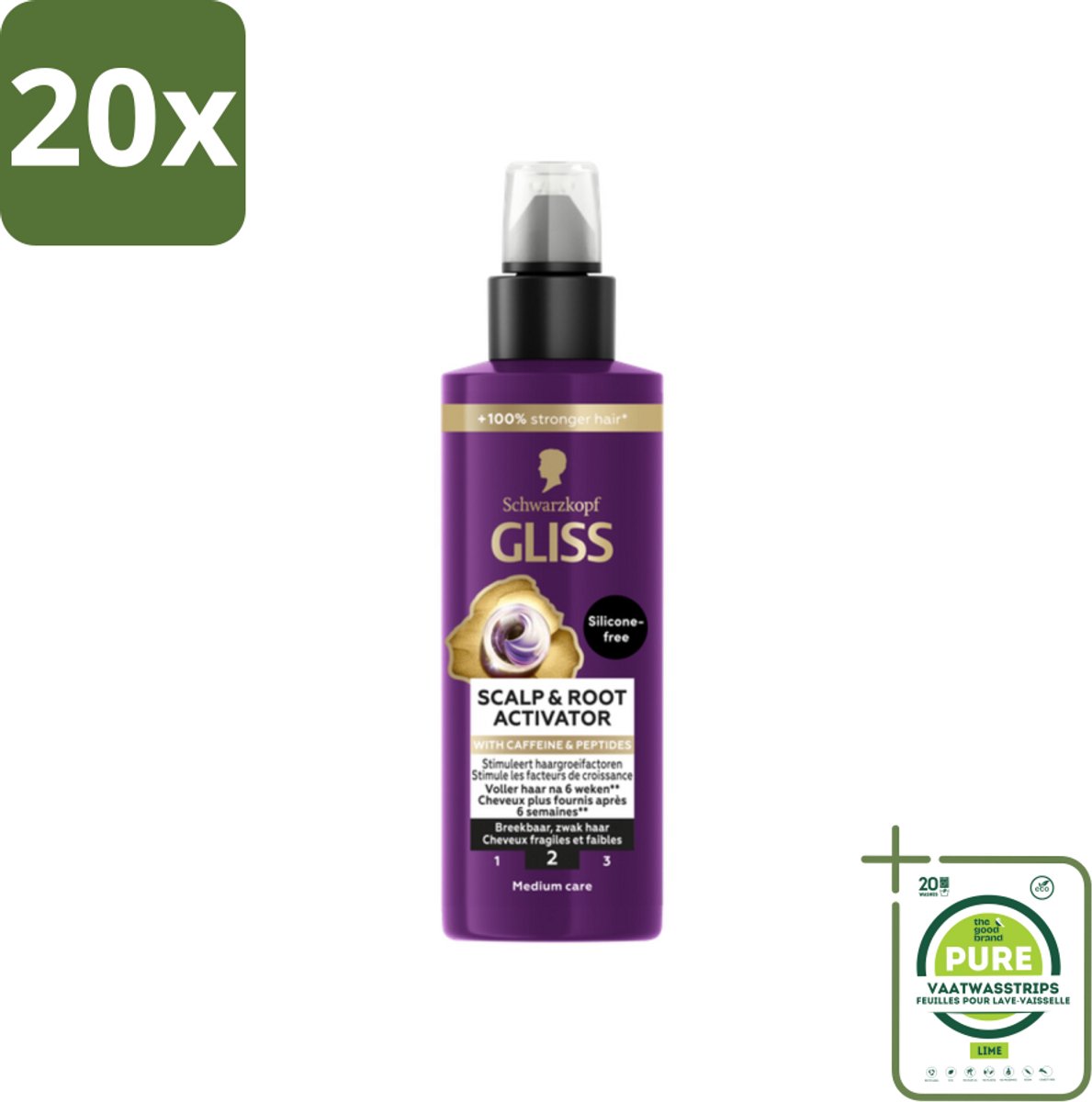 20 x Gliss - Scalp & Root Activator - Siliconenvrij - Voor Gezonde Hoofdhuid - 100 ml - Grootverpakking - Haar Serum - Haargroei Stimuleren - Dun Haar - Haarverlies - Hoofdhuid Verzorgen