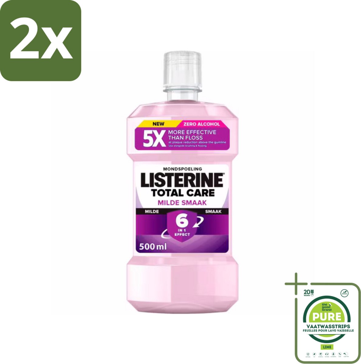 Listerine – Mondwater – Total Care – Extra mild – 500 ml - Voordeelverpakking - 2 stuks - Mondspoeling - Mondverzorging