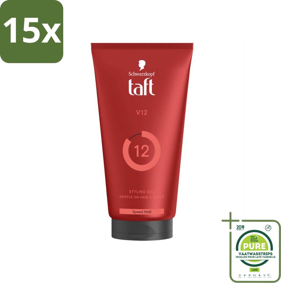 15 x Taft - V12 - Styling Gel - Turbo fixatie - 150 ml - Grootverpakking - Haargel - Taft - Stylinggel - Turbo Fixatie - Snel Drogend