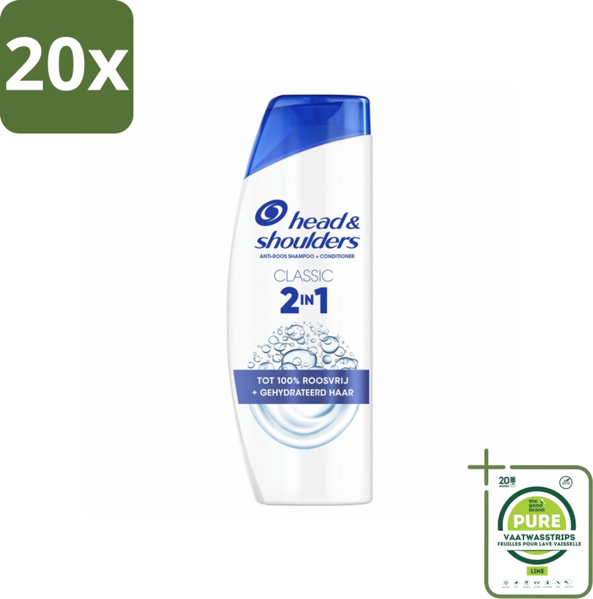 20 x Head & Shoulders – 2-in-1 – Classic – 625 ml - Grootverpakking - Anti-roos Shampoo - 2-in-1 Shampoo - Roosbestrijding - Haar Verzorging - Hoofdhuid Verzorging