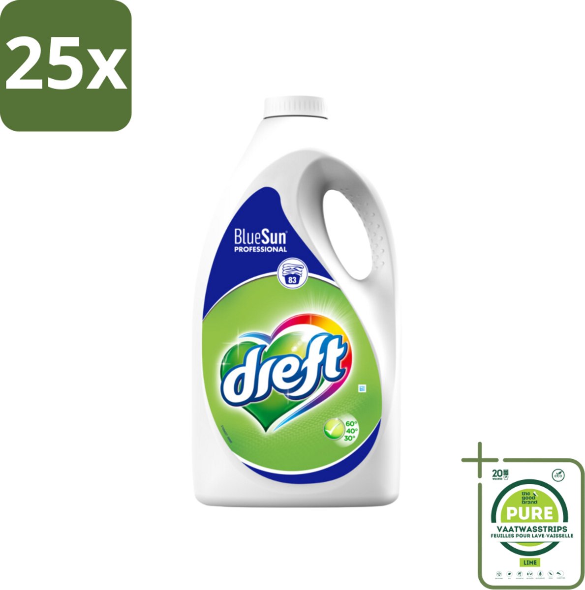 25 x Dreft - Vloeibaar Wasmiddel - Professional - Voor dagelijks gebruik - 83 Wasbeurten - Grootverpakking - Wasmiddel - Vloeibaar Wasmiddel - Vlekkenverwijderaar - Professioneel Wasmiddel - Wasmiddel Voor Gekleurde Was