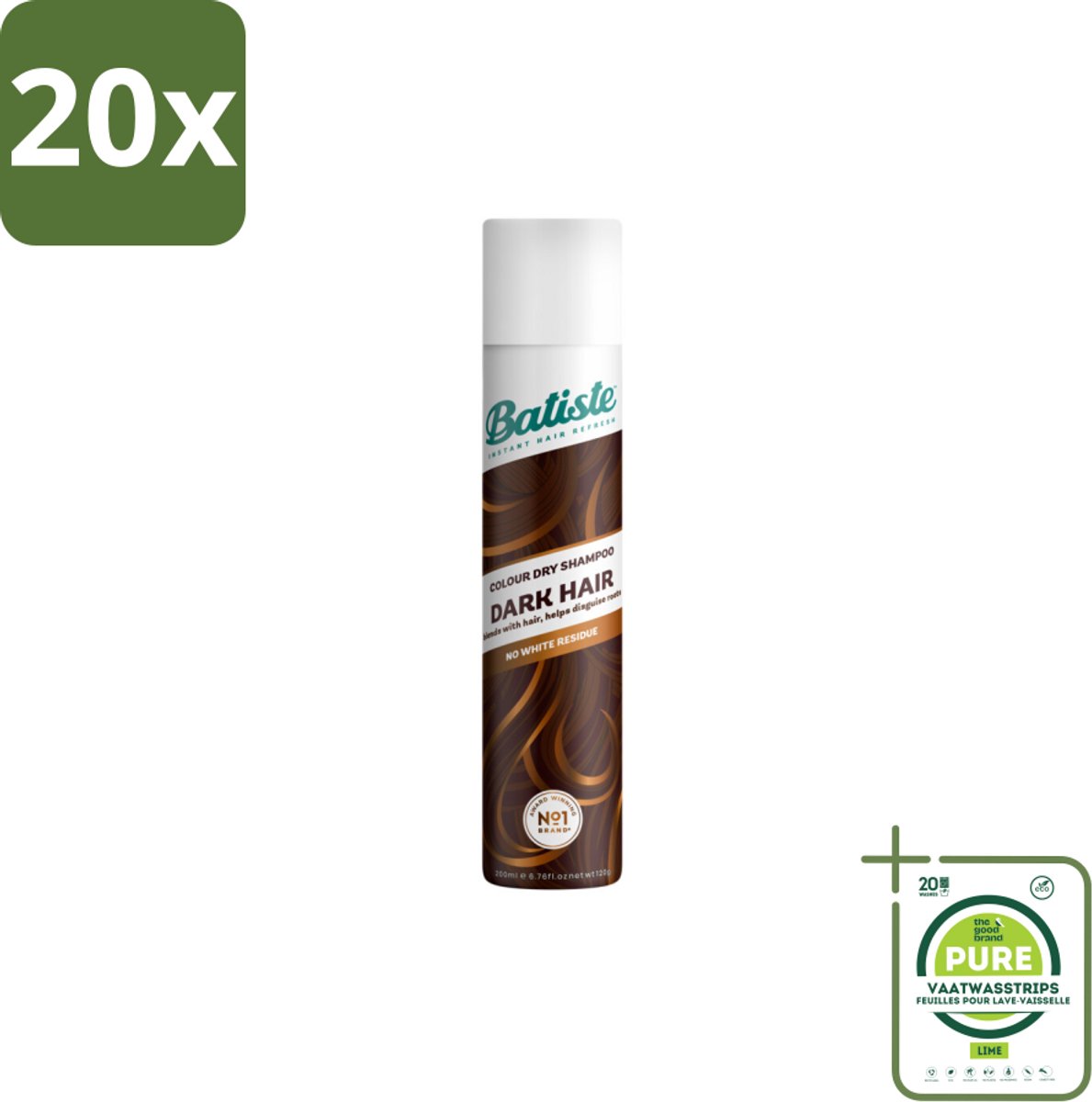 20 x Batiste - Dark & Deep Brown - Droogshampoo - Speciaal Voor Donkerbruin Haar - Verfrist en Geeft Volume - 200ml - Grootverpakking - Droogshampoo - Donkerbruin Haar - Haarverfrissers - Haarvolume - Haartextuur