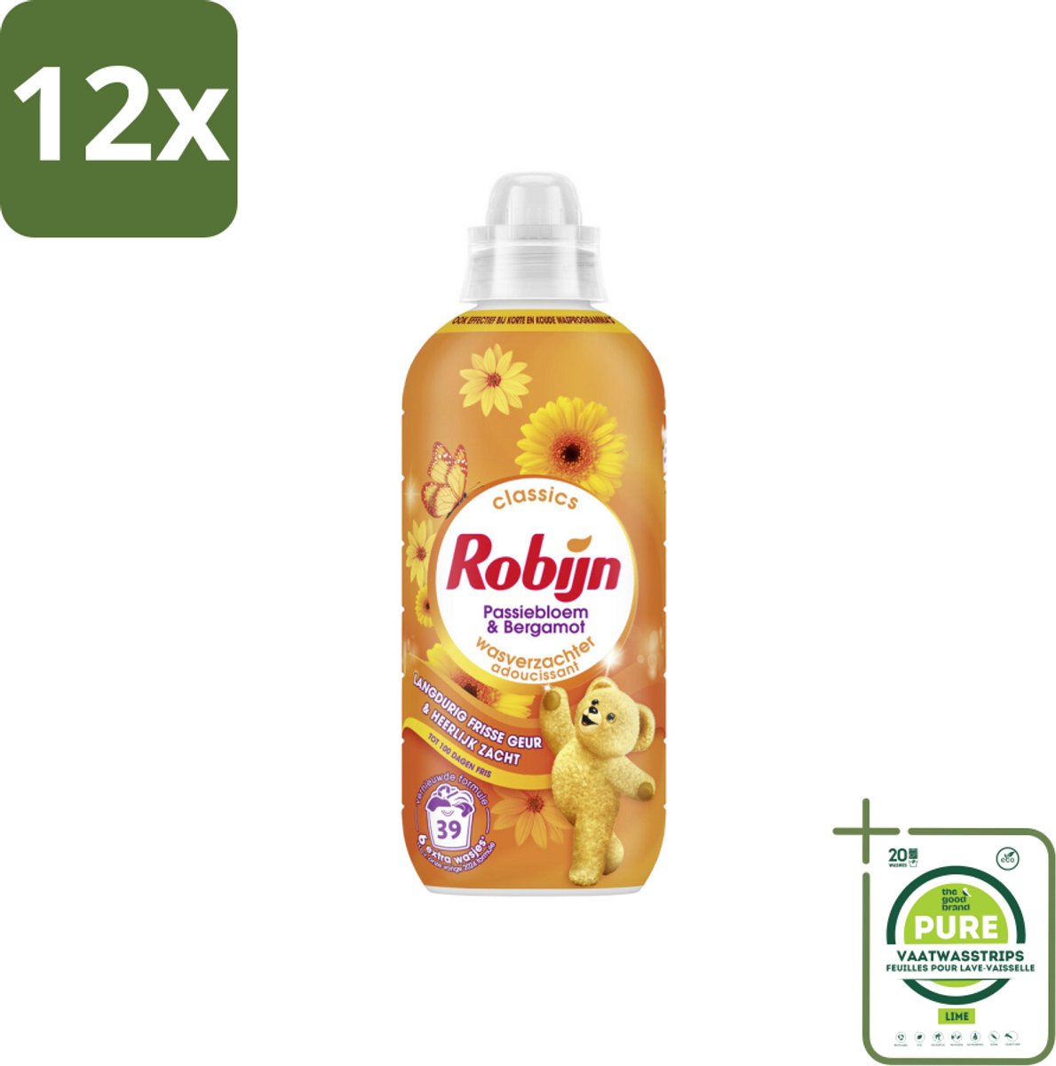 Robijn – Wasverzachter – Passiebloem & Bergamot – 780 ml - Voordeelverpakking - 12 stuks - Wasverzachter - Wasverzachter passiebloem bergamot