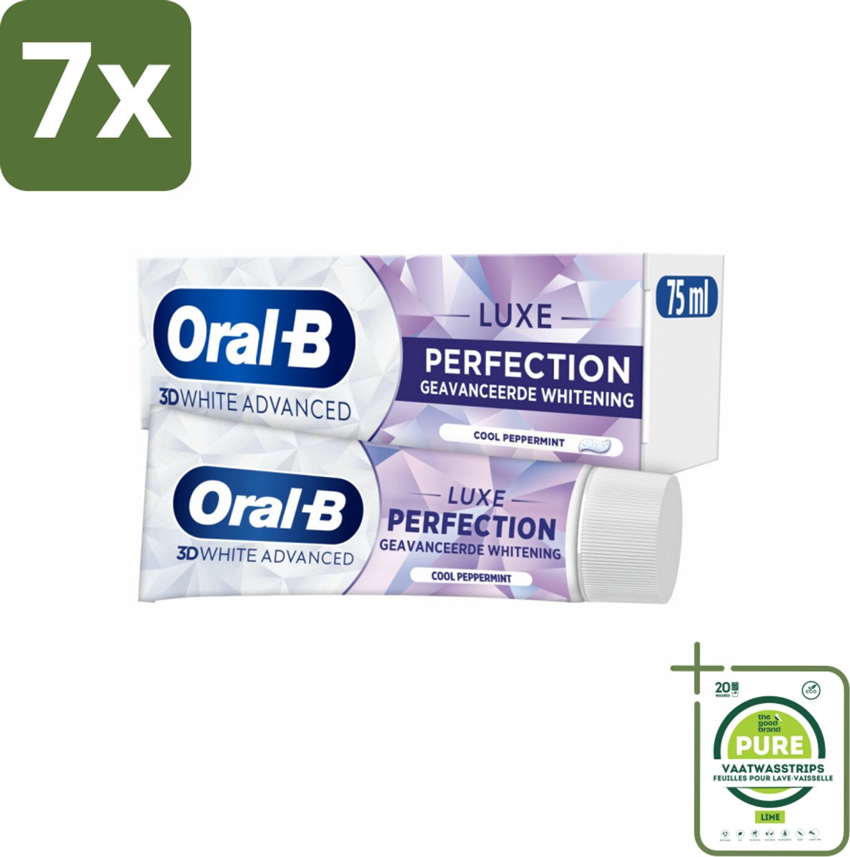 7 x Oral B - Tandpasta - 3D White Advanced - Luxe Perfection - 75ml - Grootverpakking - Witte Tanden - Tandpasta - Tanden Reinigen - Vlekken Verwijderen - Glanzende Tanden