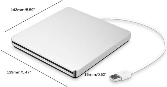 Externe DVD Brander - CD Writer Drive - Oude Schijven Lezen - USB 3.0 Overdracht - Ultra Dun - Zilver — afbeelding 5