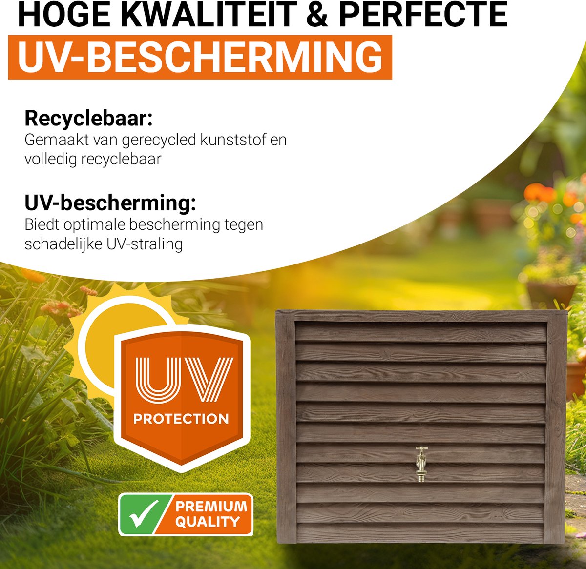 Garantia Woody colonne récupératrice d'eau 350 L bois foncé