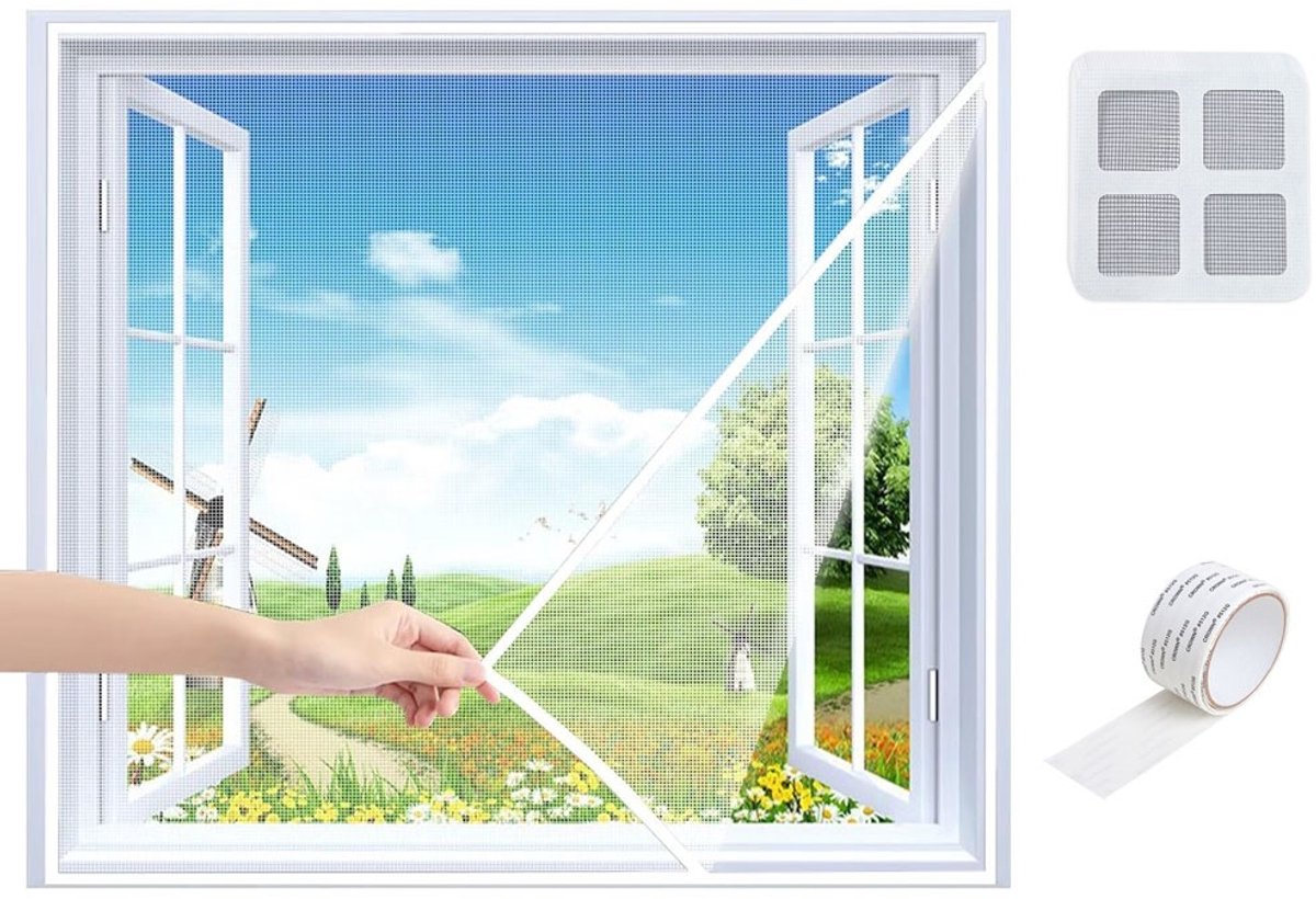 3stuks - horrenraam - insectenwering - insectenwerend net - insectenwerend middel - raamgordijnen - kattenbeschermnet - zelfklevende gordijnen - muggen net raam - insectenwerend net - 130*150cm - Wit - Voor slaapkamerraam - gratis tape