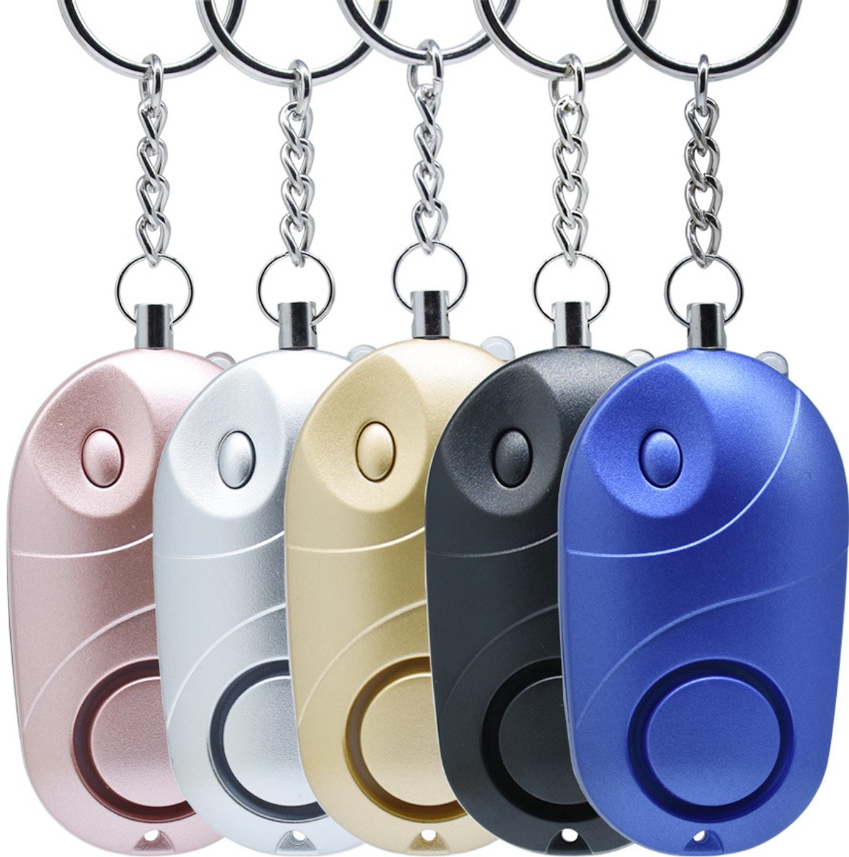 Persoonlijk Veiligheidsalarm met LED - Luid Alarm & Stroboscoop - voor Veiligheid - voor Vrouwen, Kinderen, Ouderen - Meerkleurig - 5 Stuks