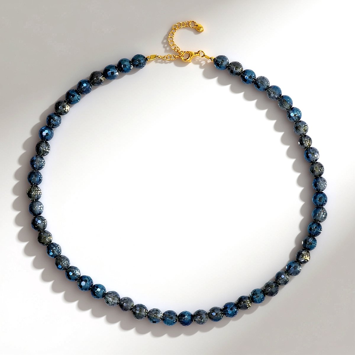 Cavill - 925 Sterling Zilver Halsketting - 18K Goud Verguld - 0.18 ct Blauwe Mystieke Kwarts - Ronde Facet - Elegante Damesketting