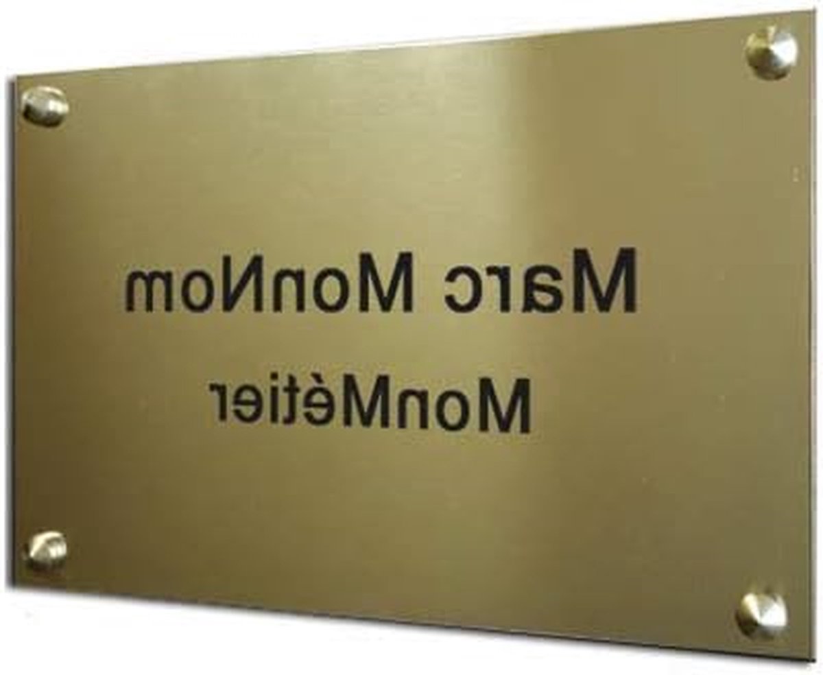Graveerplaat Aluminium - Naambordje Goud - Adres Aangeven - Mechanisch Gegraveerd - 25 x 15 cm - Goud