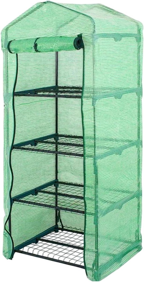 Kasafdekking 4-laags - Plantenkas hoes - Planten beschermen - Weerbestendig ontwerp - 158x68x49cm - Groen