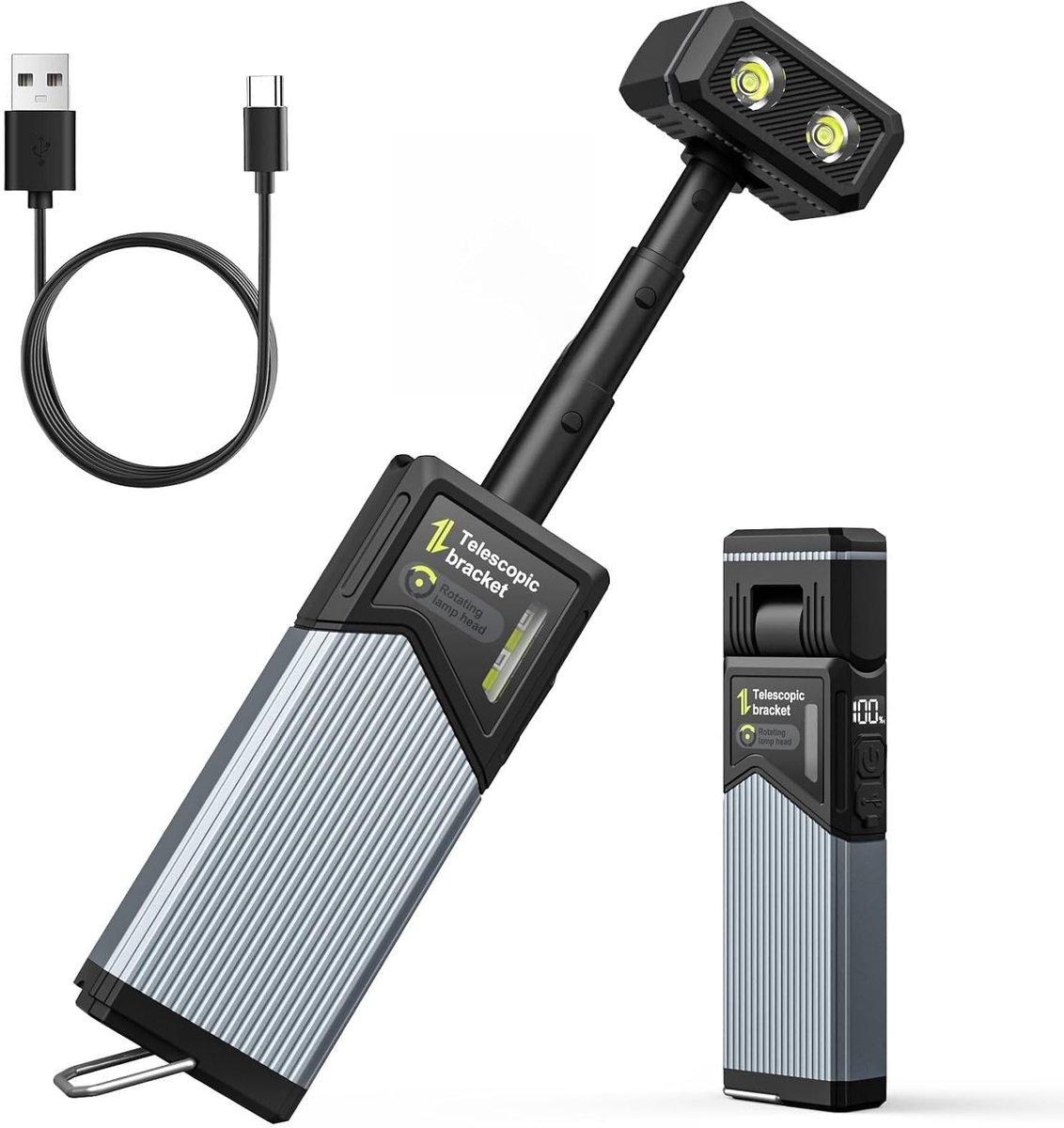 Telescopische Werklamp - 270° draaibaar - Superhelder met 4 lichtmodi - Ideaal voor auto-reparatie en camping - ShopVlot