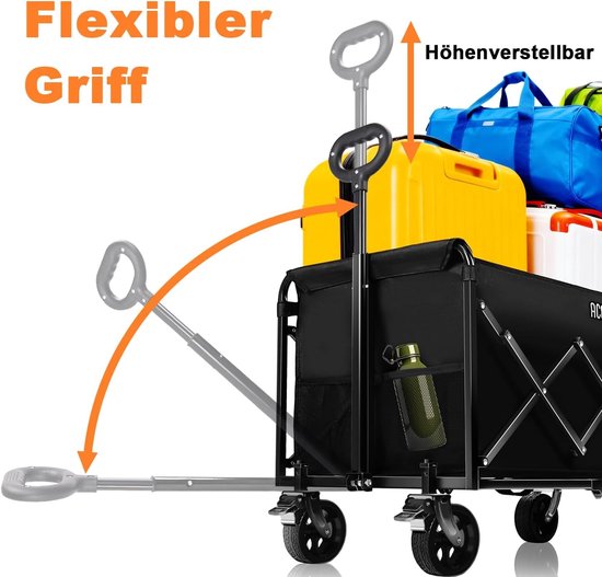 Opvouwbare Bolderkar - Multicolor - 94 x 43 x 42 cm - Handwagen met Verstelbare Handgreep en Offroad-wielen - Voor Camping en Outdoor van Opvouwbare Bolderkar — afbeelding 5
