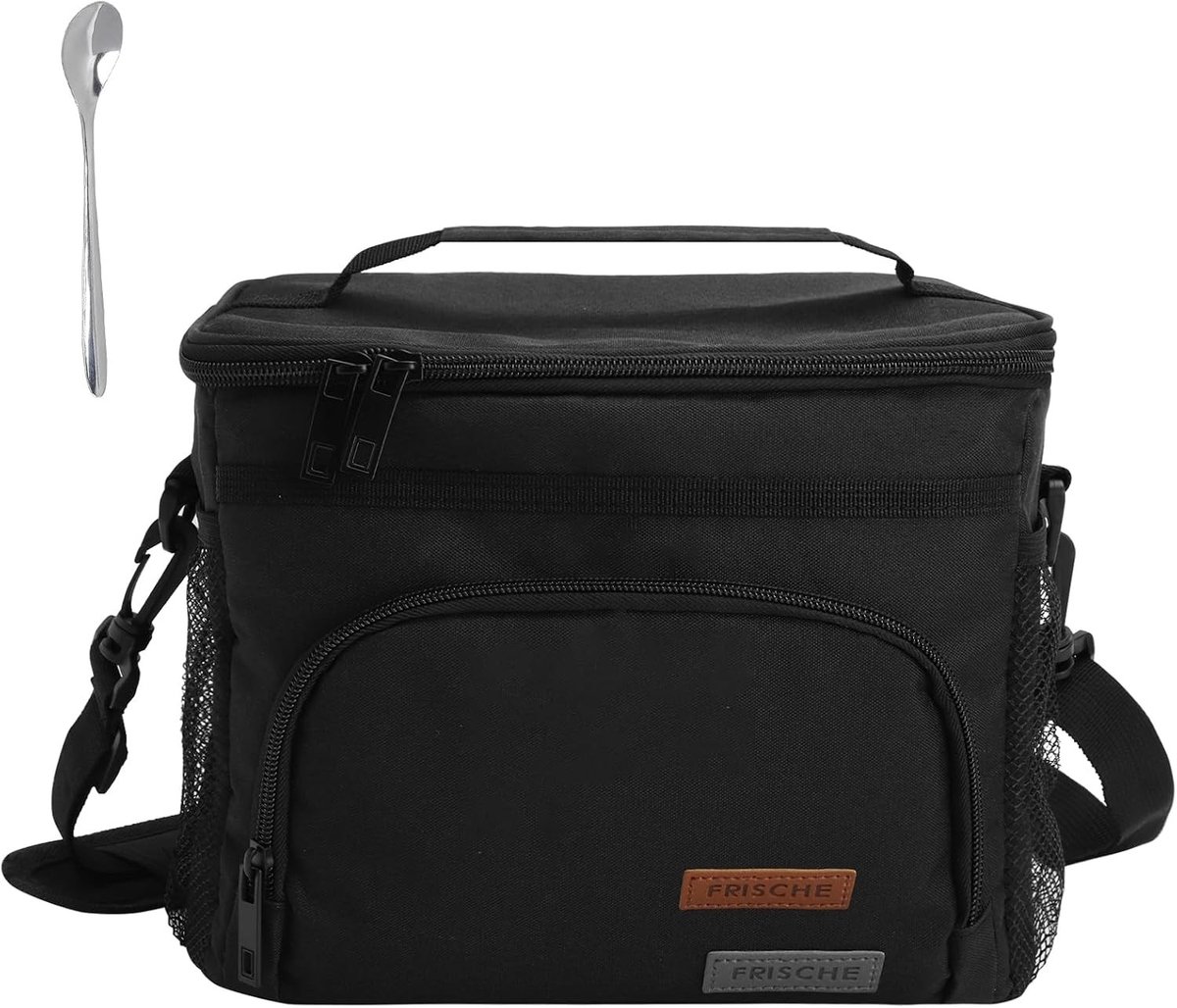 Koeltas - Zwart - 26 x 20 x 17,5 cm - Opvouwbare Thermotas met Verstelbare Schouderriem - Voor Lunch, Werk en Picknick